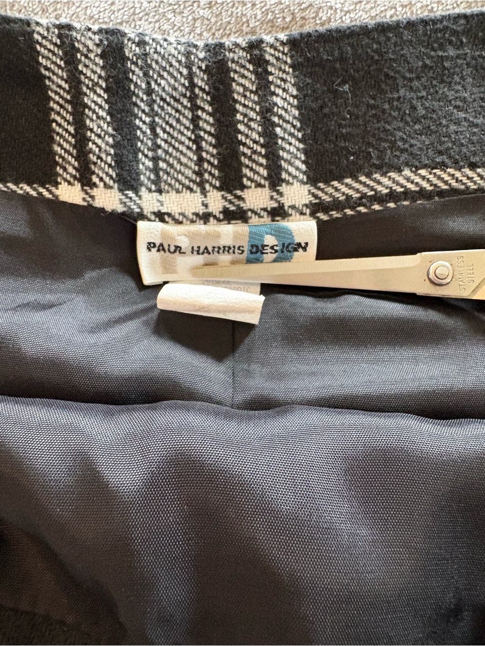 Black & White Plaid A-Line Skirt - Classic Windowpane - Picture 5 of 6